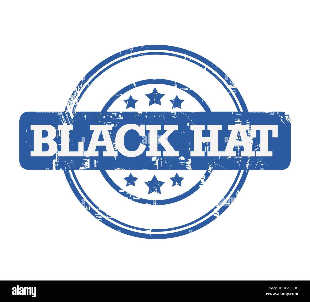 Black Hat SEO timbro con stelle isolate su uno sfondo bianco. Foto Stock