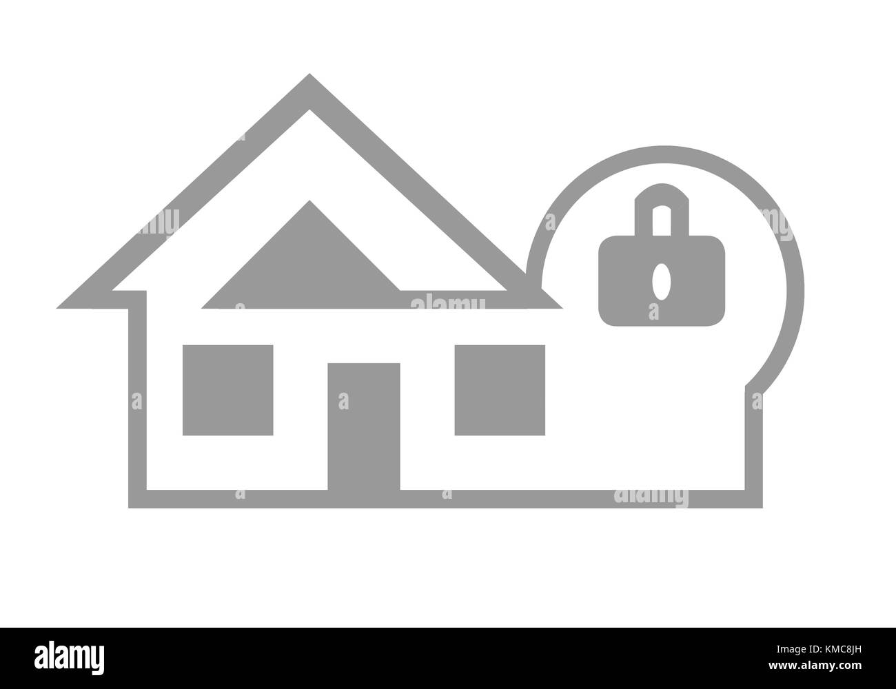 Casa e casa sicurezza icona web concetto isolato su sfondo bianco. Foto Stock