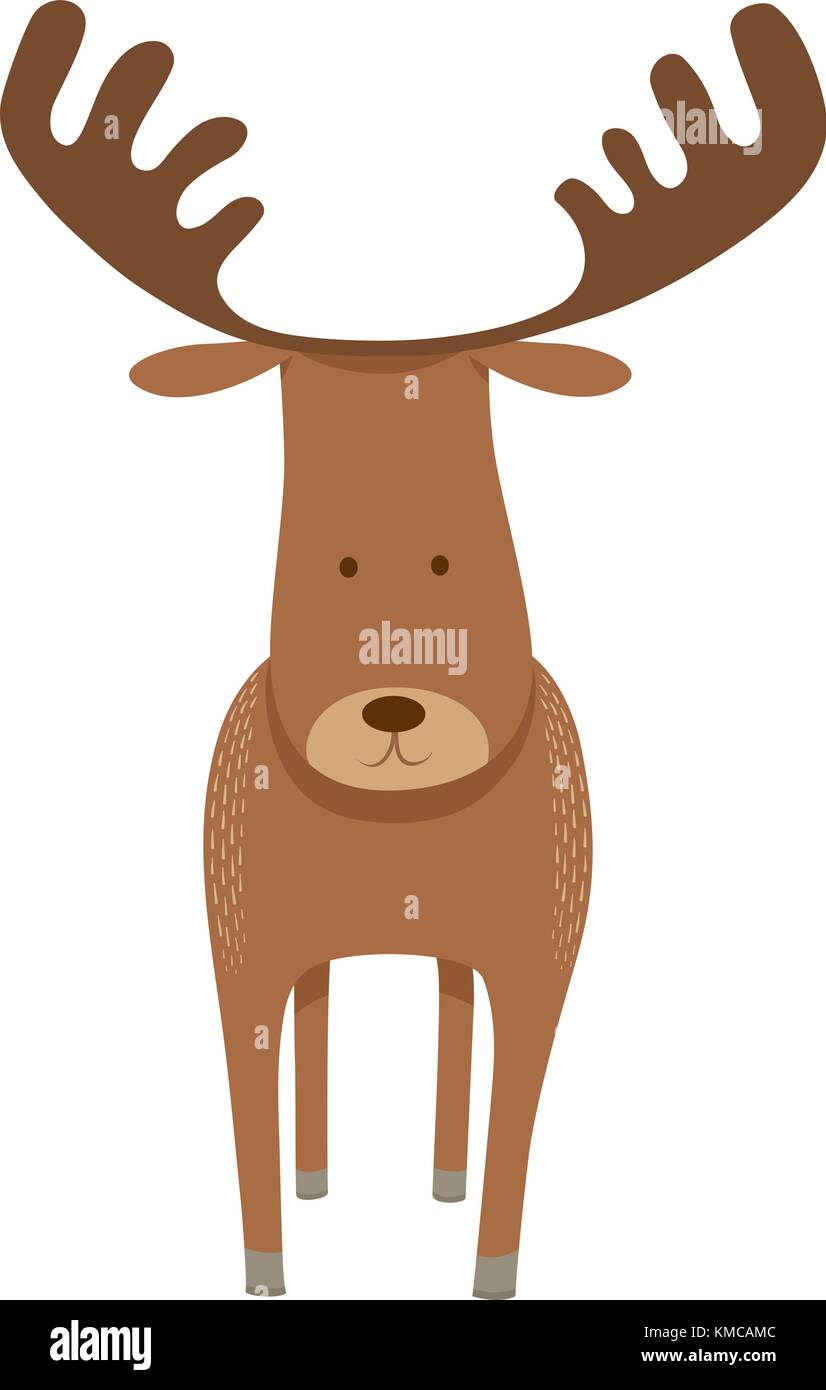 Cartoon illustrazione di carino cervo o alce animale carattere mascotte Illustrazione Vettoriale