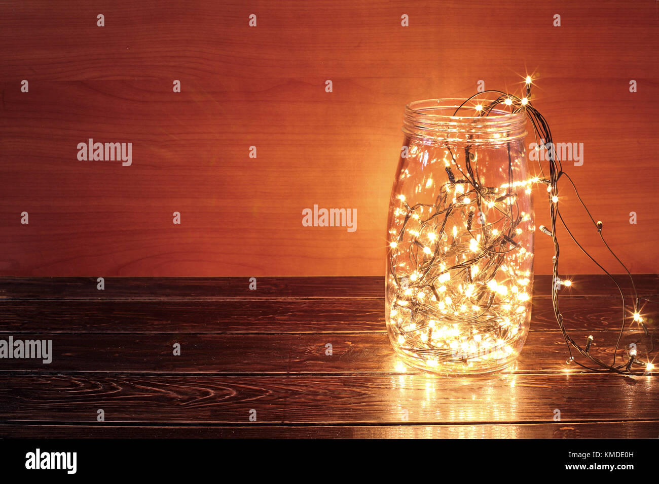 Le luci fairy nel vasetto di vetro Foto Stock