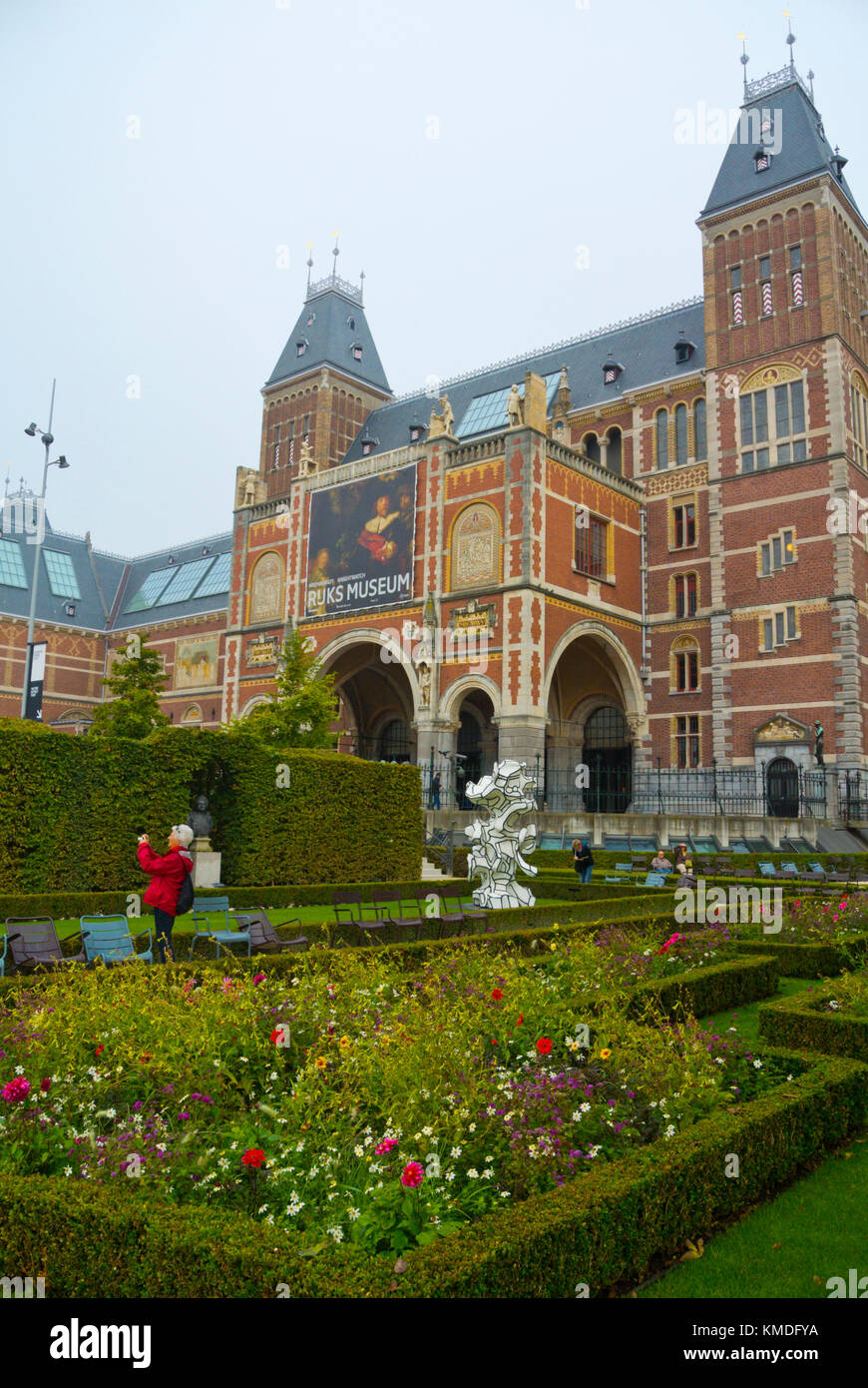 Rijksmuseum giardino, Museumplein, Amsterdam, Paesi Bassi Foto Stock