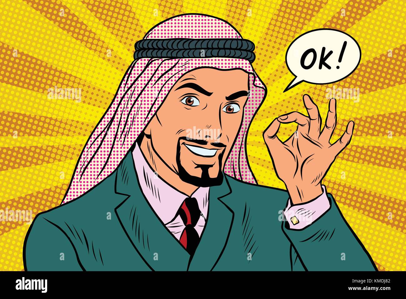 Ok gesto imprenditore arabo Illustrazione Vettoriale
