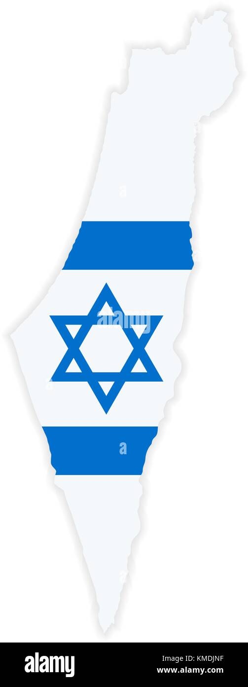 La mappa dettagliata di Israele con la bandiera nazionale Illustrazione Vettoriale