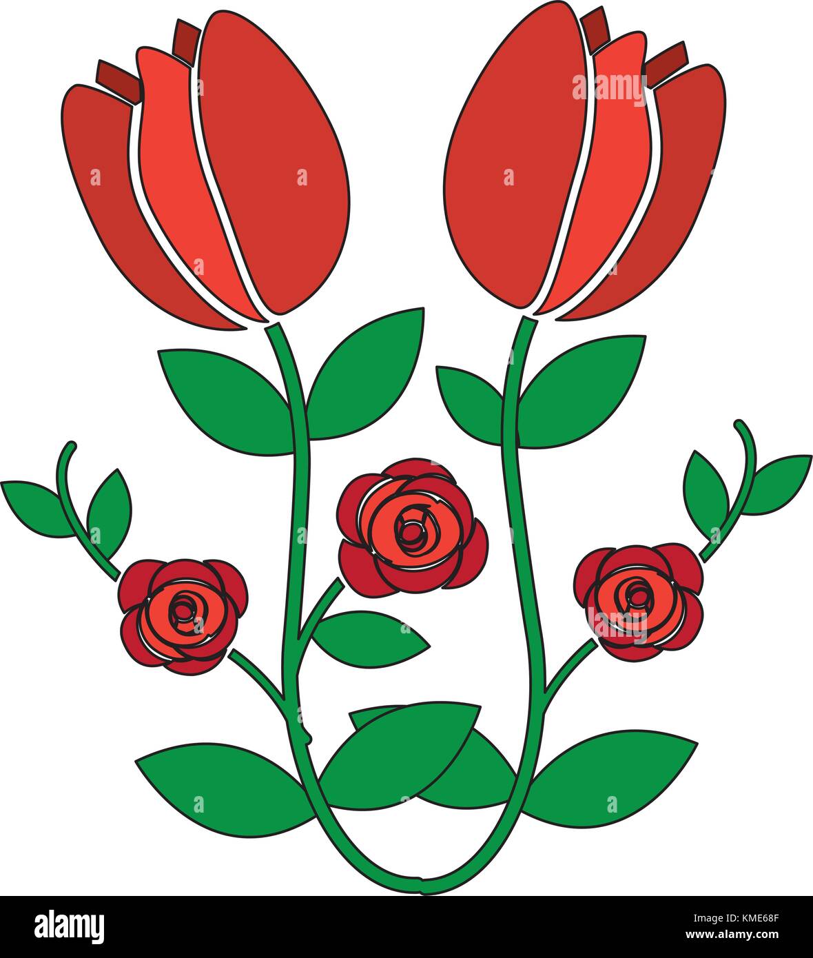 Bacche di rose bud floreale di fiori natura dello stelo Illustrazione Vettoriale