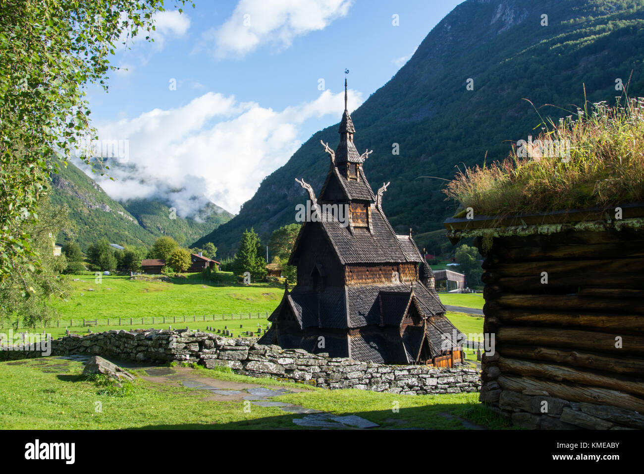 Borgund doga chiesa è una doga chiesa situata nella contea di Sogn og Fjordane county, Norvegia. Foto Stock