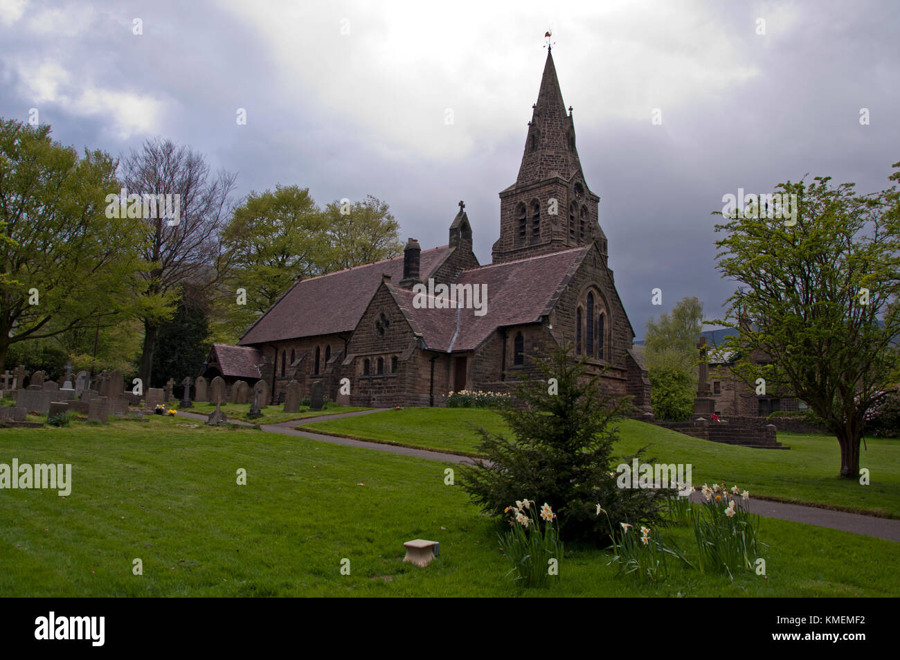 La Chiesa della Santa e indivisa Trinità, Edale, Parco Nazionale di Peak District Foto Stock
