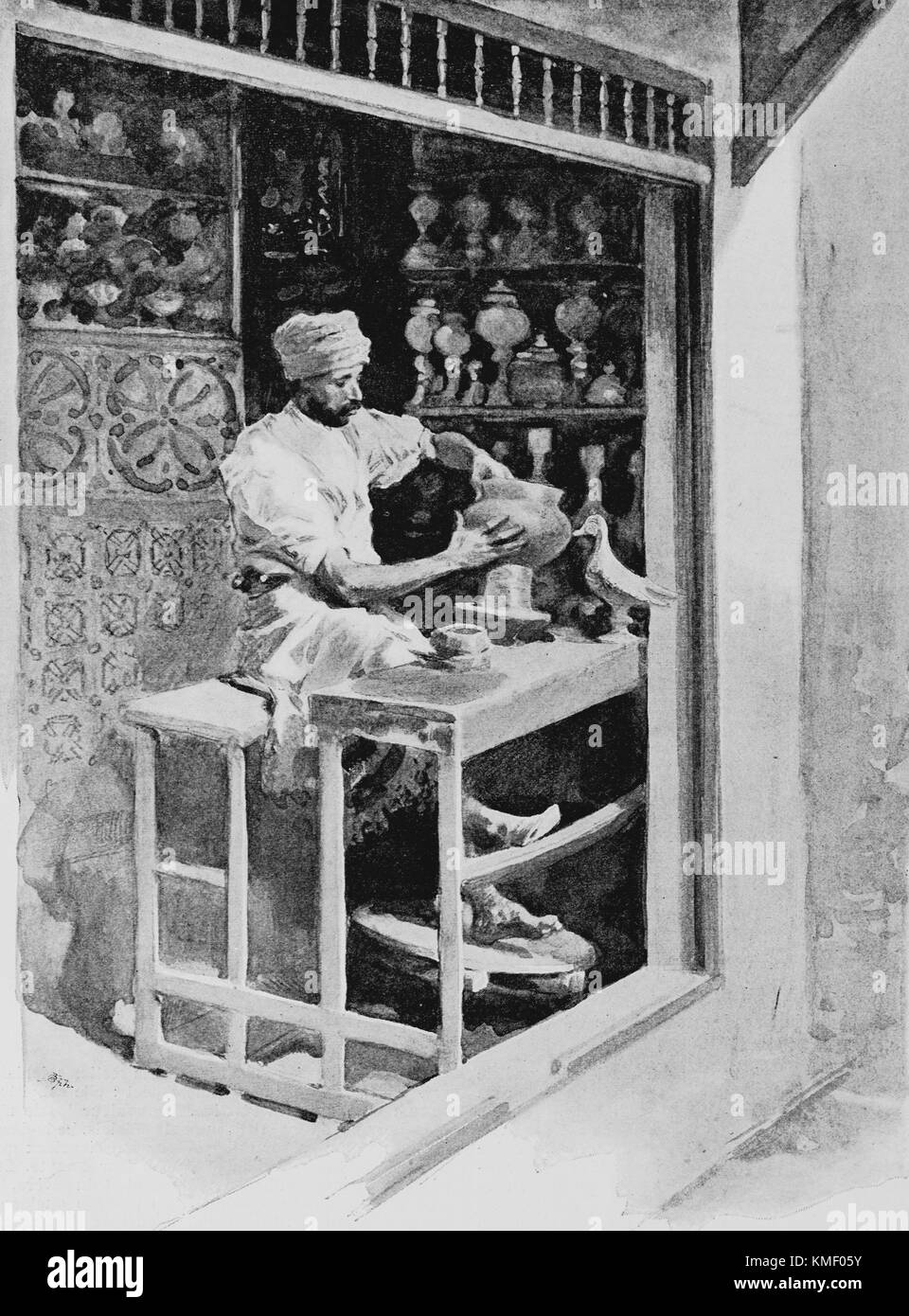 Padiglione tunisino, Nabeul Potter, esposizione universale 1900 a Parigi, immagine dal quotidiano francese l'Illustration, 15 settembre 1900 Foto Stock