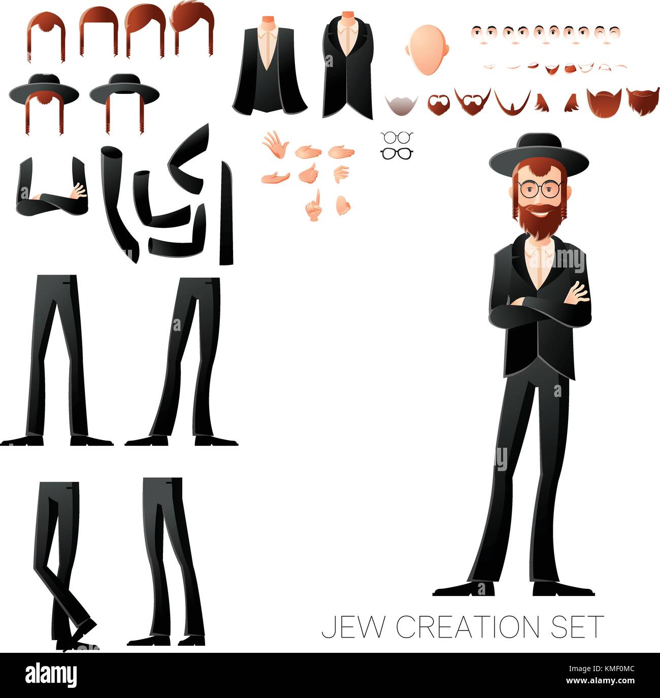 Ebreo e creare set di caratteri Illustrazione Vettoriale