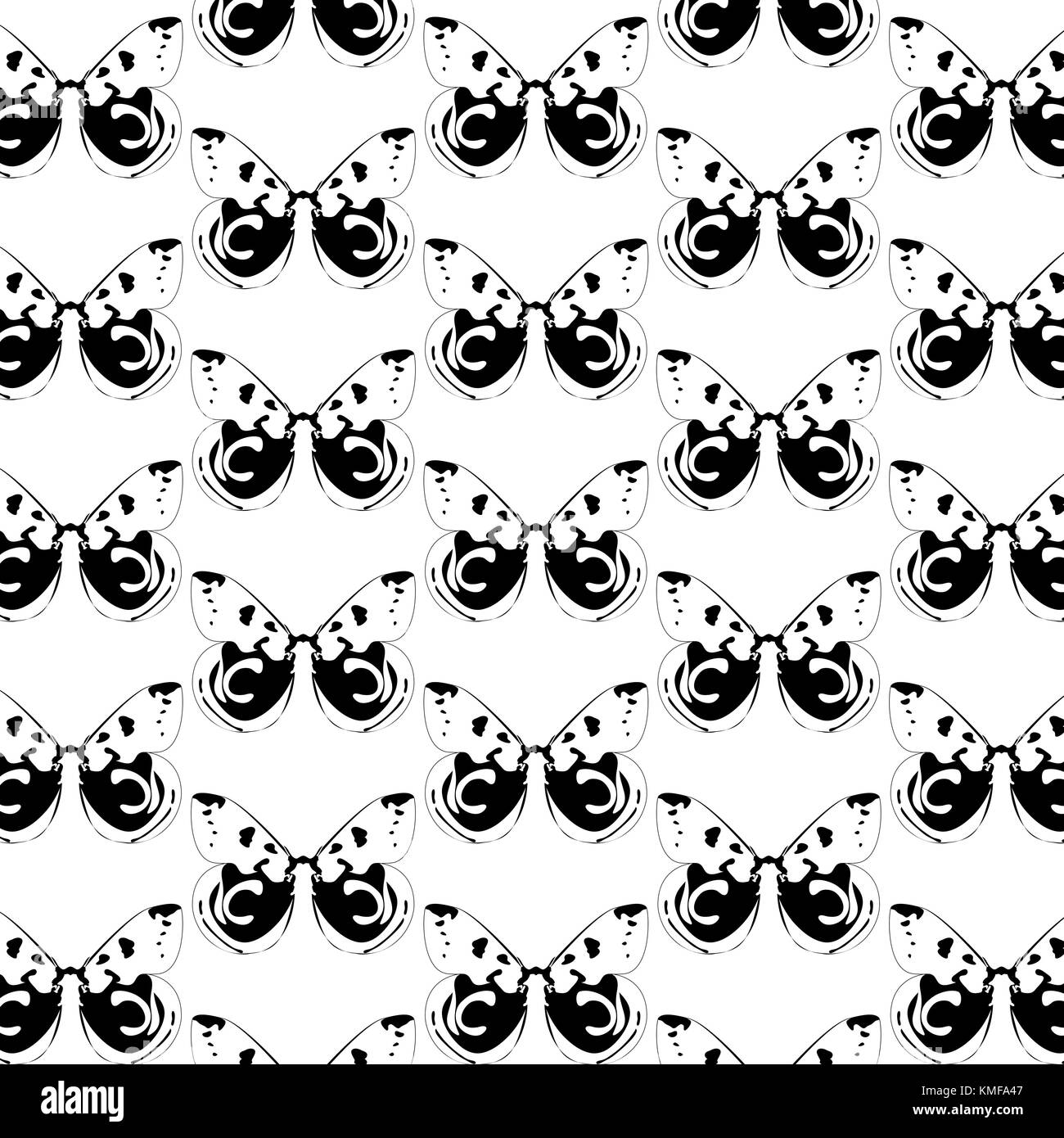 Configurazione astratta con nero farfalle butterfly su bianco Illustrazione Vettoriale