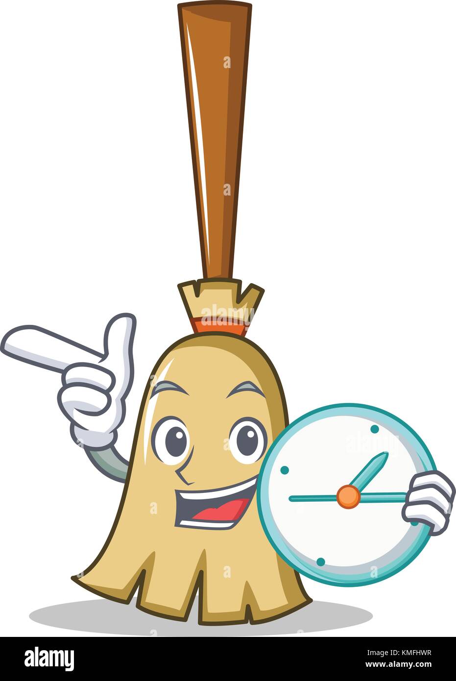 Orologio con carattere di scopa in stile cartone animato Immagine e  Vettoriale - Alamy