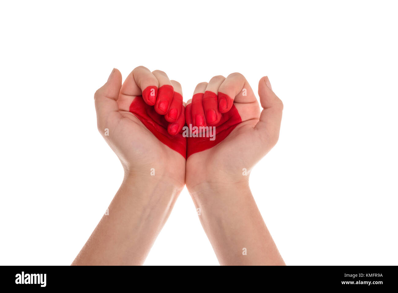 Le mani con il simbolo del cuore Foto Stock