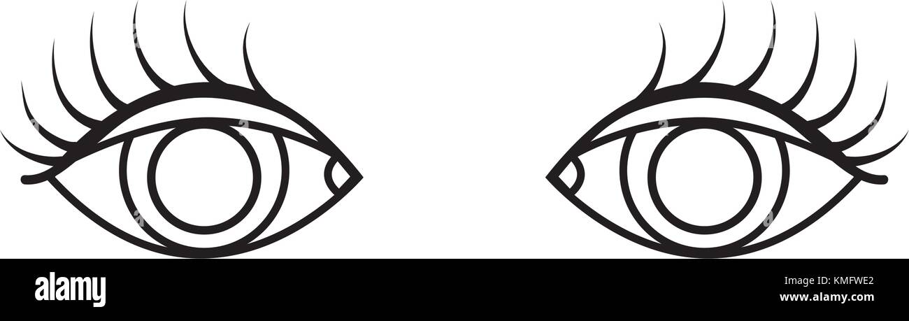 Visione di linea gli occhi con ciglia stile design Illustrazione Vettoriale