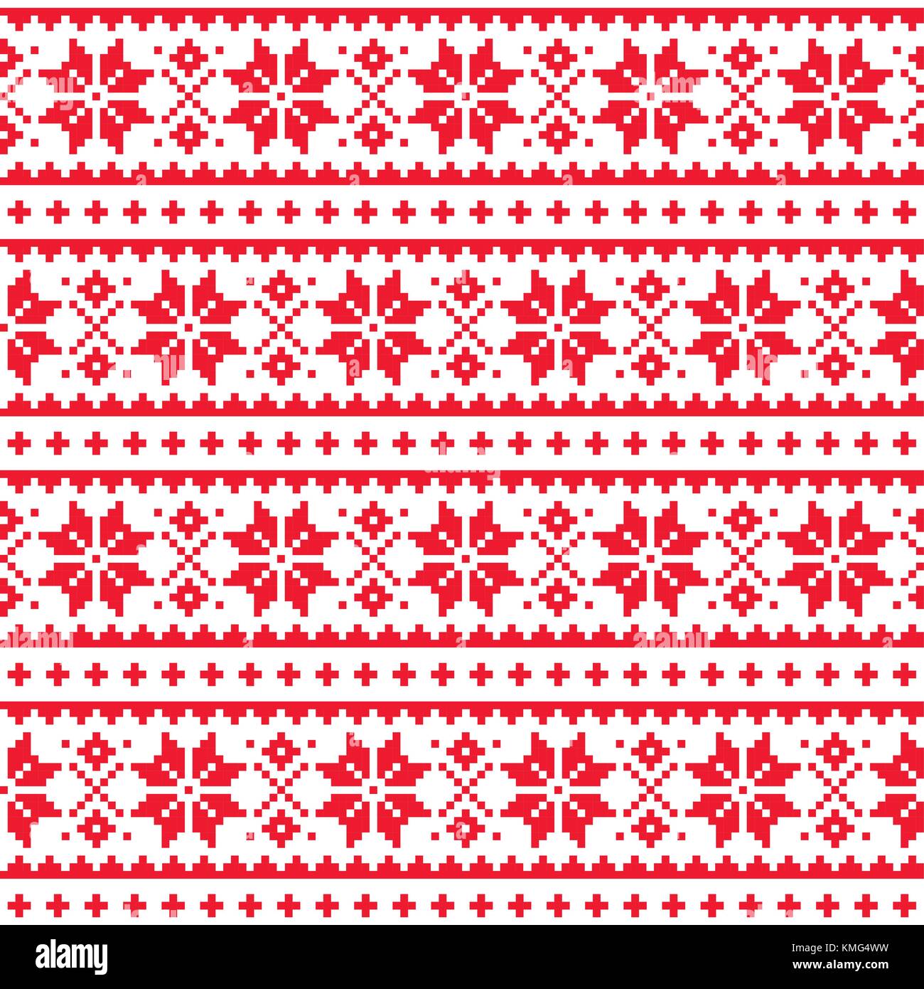 Natale, inverno vettore seamless pattern, scandianvian lapponia folk art design, punto croce sullo sfondo Illustrazione Vettoriale