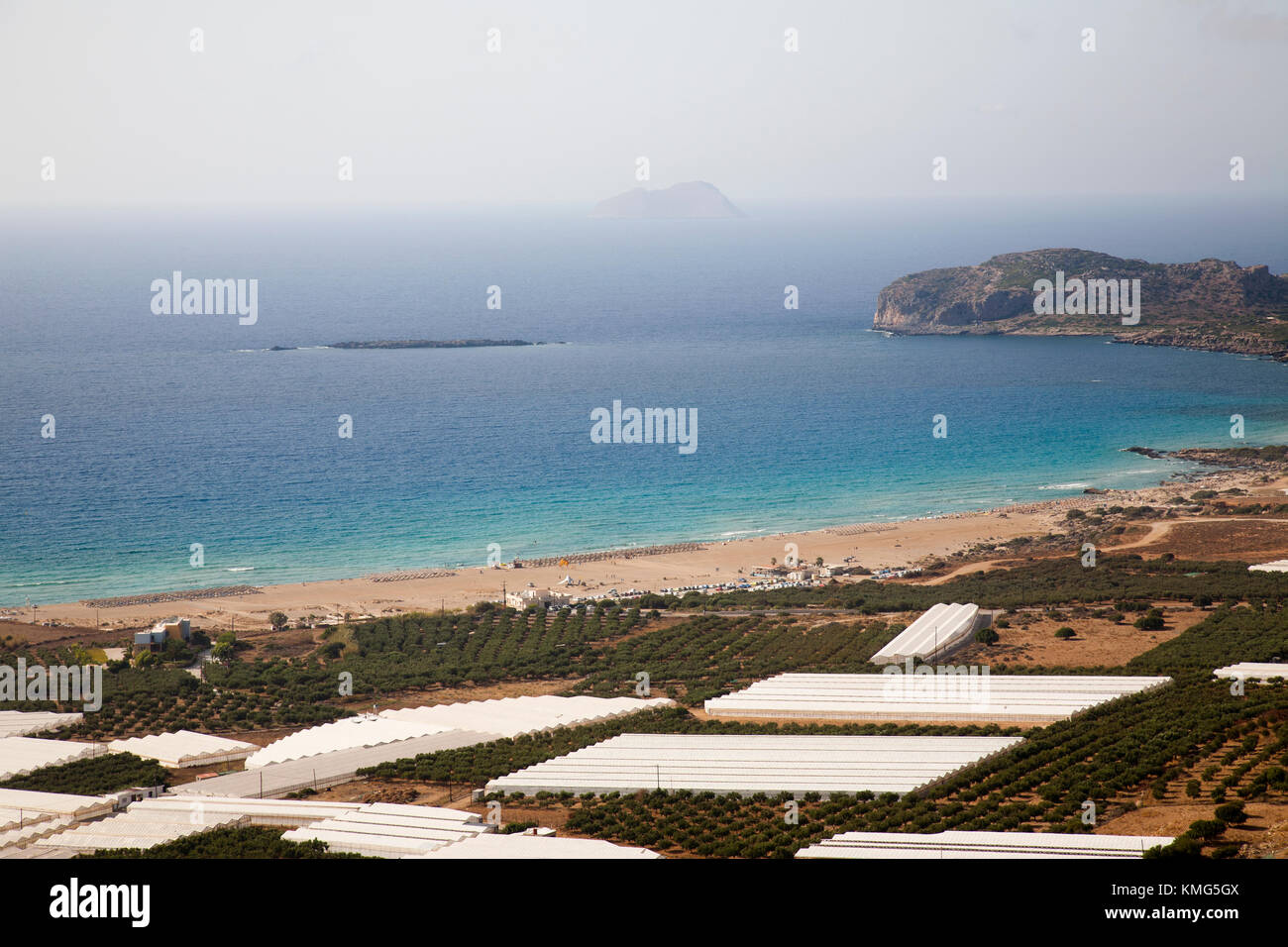 Falasarna beach, coltivazioni in serre, Creta, Grecia, Europa Foto Stock