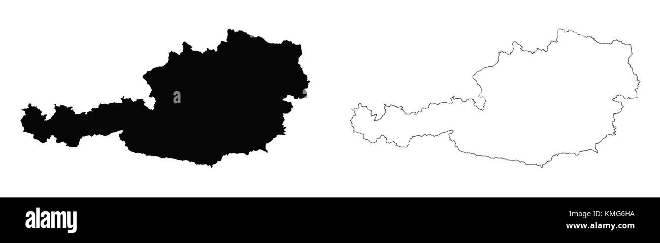 Austria mappa di contorno Illustrazione Vettoriale