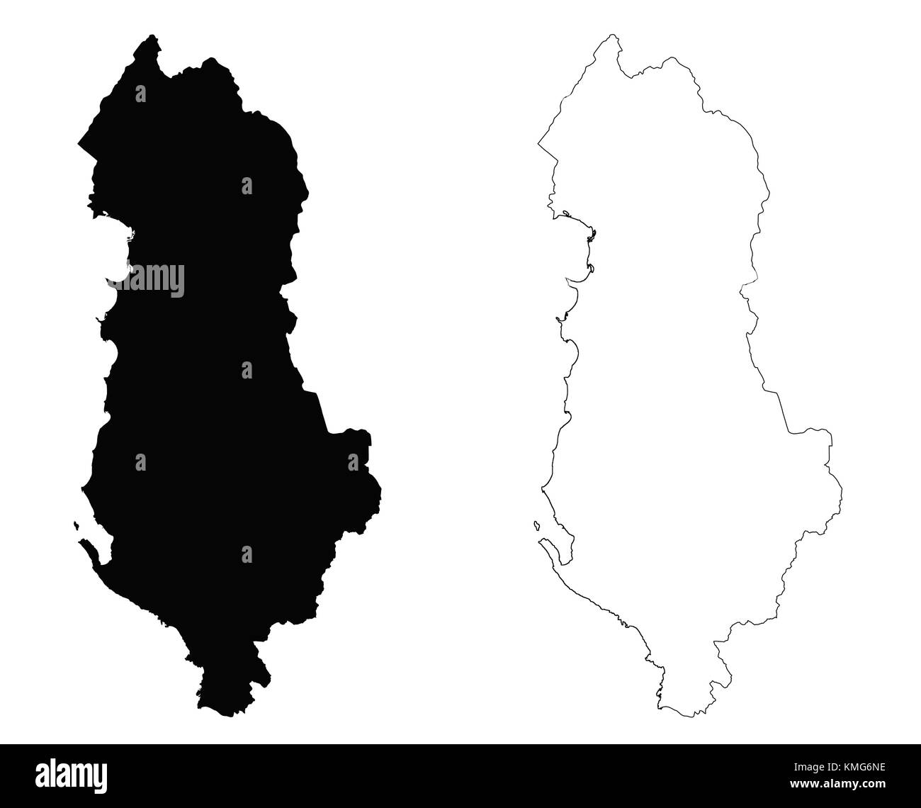 Albania mappa di contorno Illustrazione Vettoriale