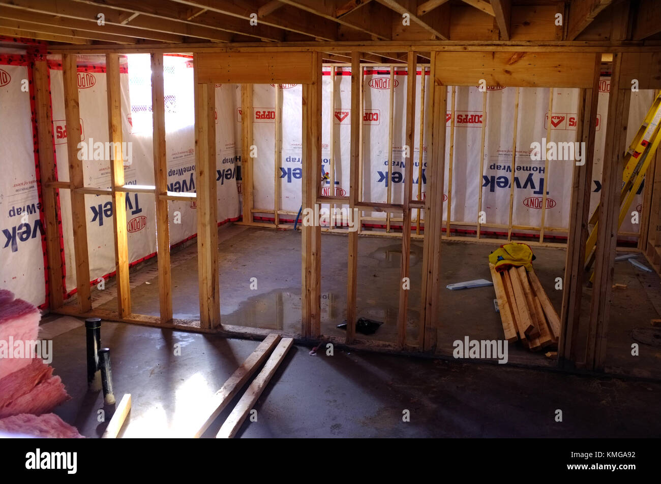 L'interno di una casa in costruzione in Ontario, Canada. Foto Stock