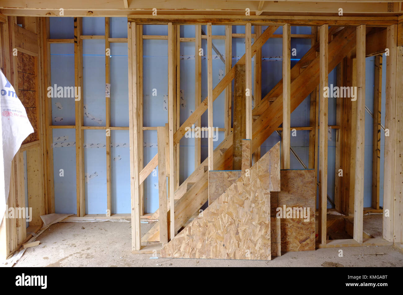 L'interno di una casa in costruzione in Ontario, Canada. Foto Stock