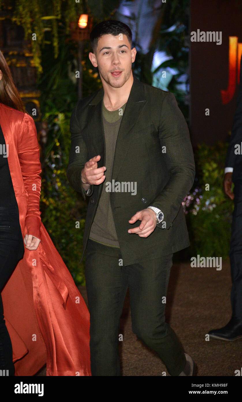 LOS ANGELES, CA. Dicembre 11, 2017: Nick Jonas presso il Los Angeles premiere di 'Jumanji: Welcome to the Jungle" presso la leva TCL Chinese Theatre, Hollywood Immagine: Sarah Stewart Foto Stock