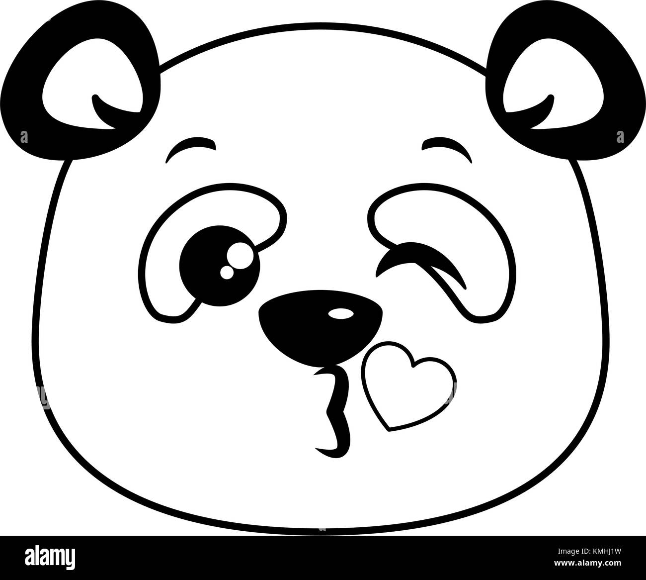 Grazioso panda incantevole kawaii emoji Illustrazione Vettoriale
