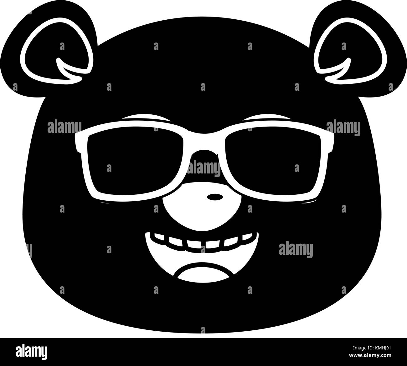 Simpatico panda con occhiali da sole gli Emoji kawaii illustrazione vettoriale design Illustrazione Vettoriale