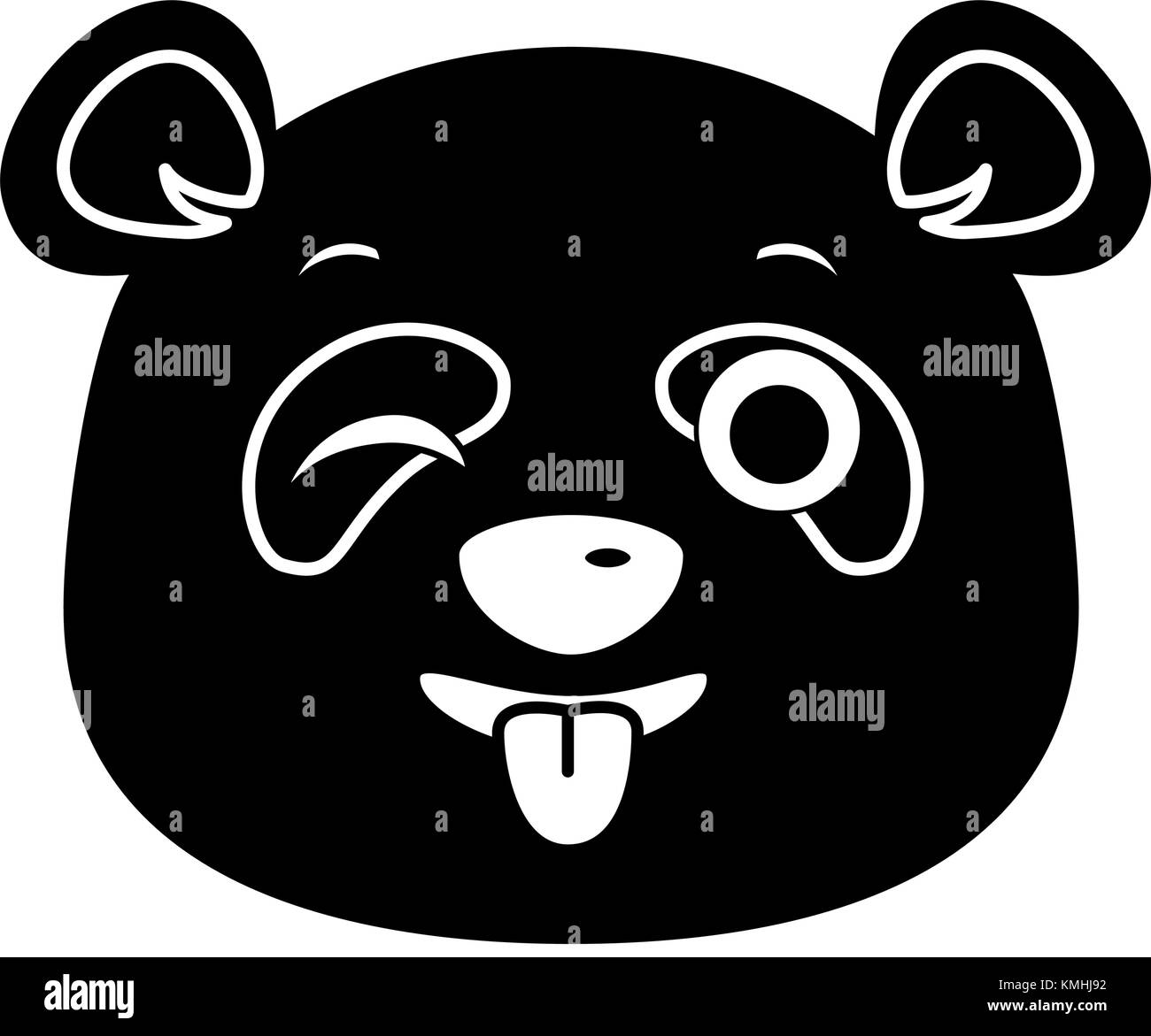 Grazioso panda crazy gli Emoji kawaii illustrazione vettoriale design Illustrazione Vettoriale