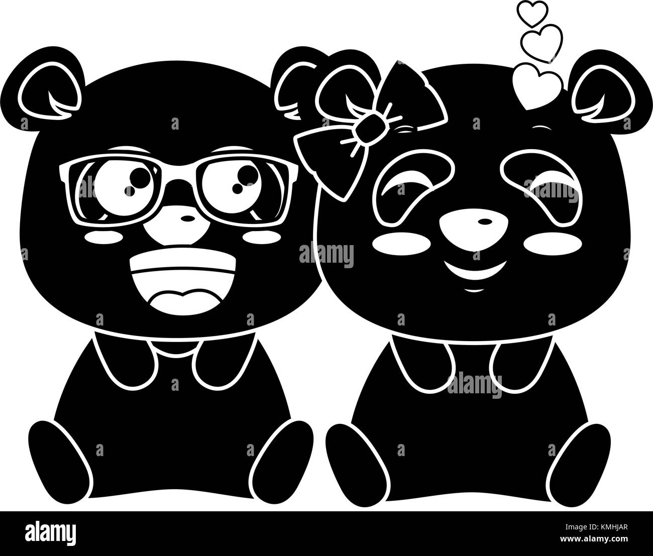 Carino grazioso panda emojis kawaii illustrazione vettoriale design Illustrazione Vettoriale