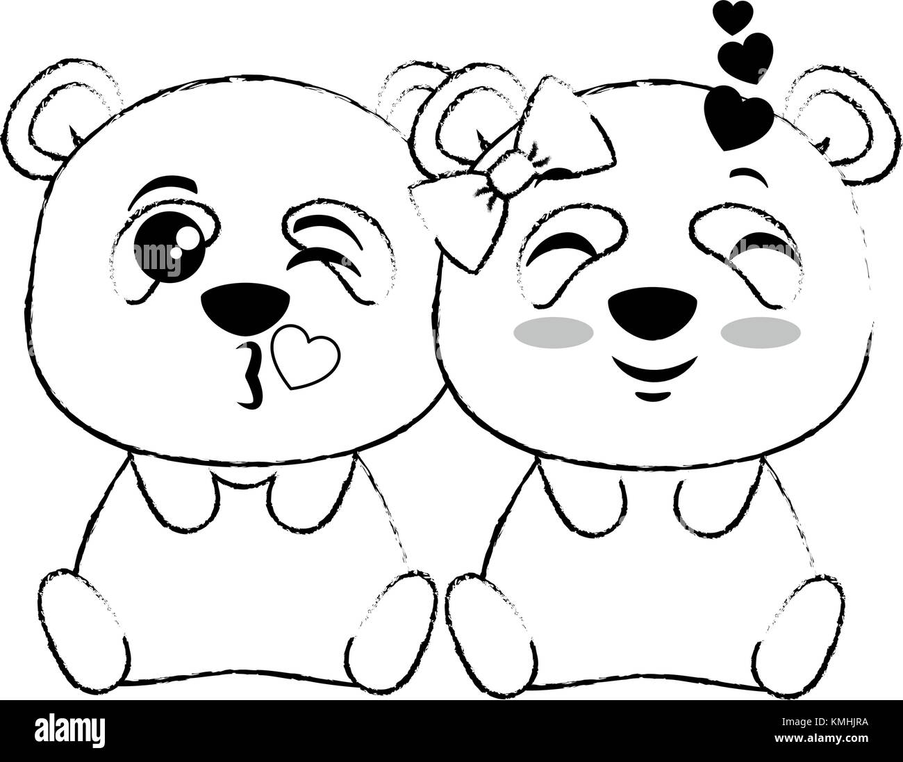 Carino grazioso panda emojis kawaii Illustrazione Vettoriale