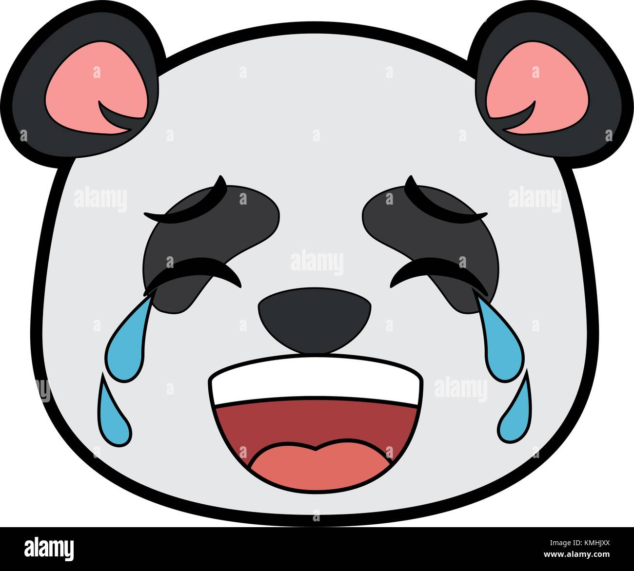 Grazioso panda piangendo gli Emoji kawaii Illustrazione Vettoriale