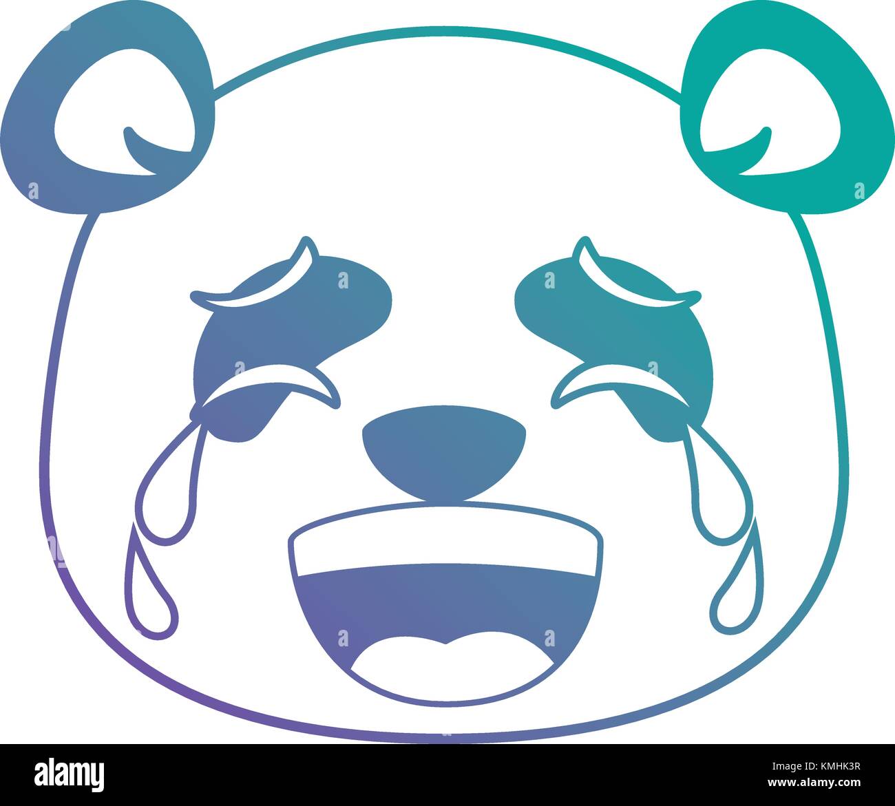 Grazioso panda piangendo gli Emoji kawaii Illustrazione Vettoriale