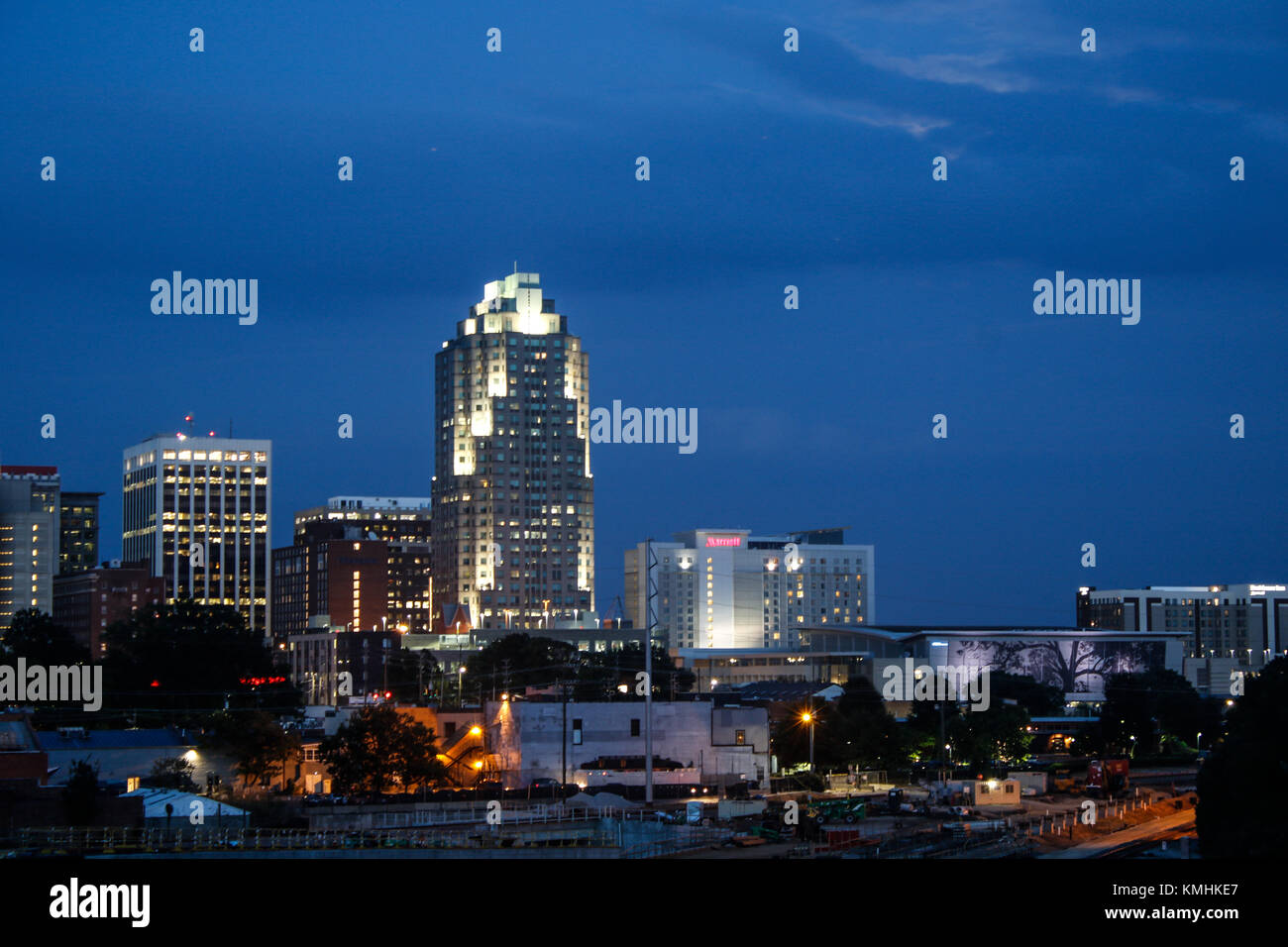 Raleigh, North Carolina skyline al tramonto Foto Stock