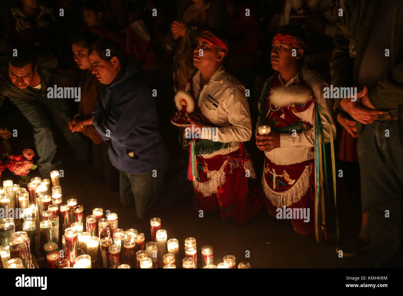 Pellegrinaggio in onore della Vergine di Guadalupe o Vergine Maria, chiamato anche la Patrona del Messico. Virgen de Guadalupe, Virgen Maria. Madre di Dio. Foto Stock