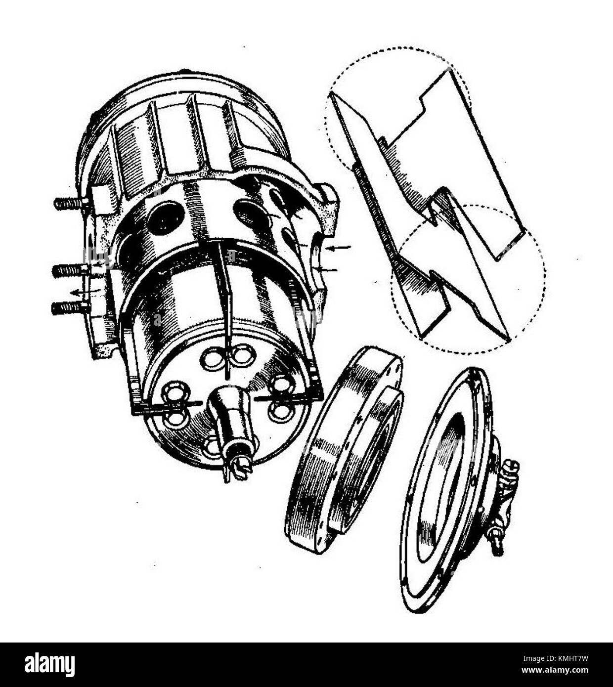 Un estratto della tredicesima edizione dell'Autocar Handbook, pubblicato nel 1935, che descrive le specifiche e i principi operativi del sovralimentatore Powerplus utilizzato nei motori automobilistici dei primi anni del XX secolo. Foto Stock