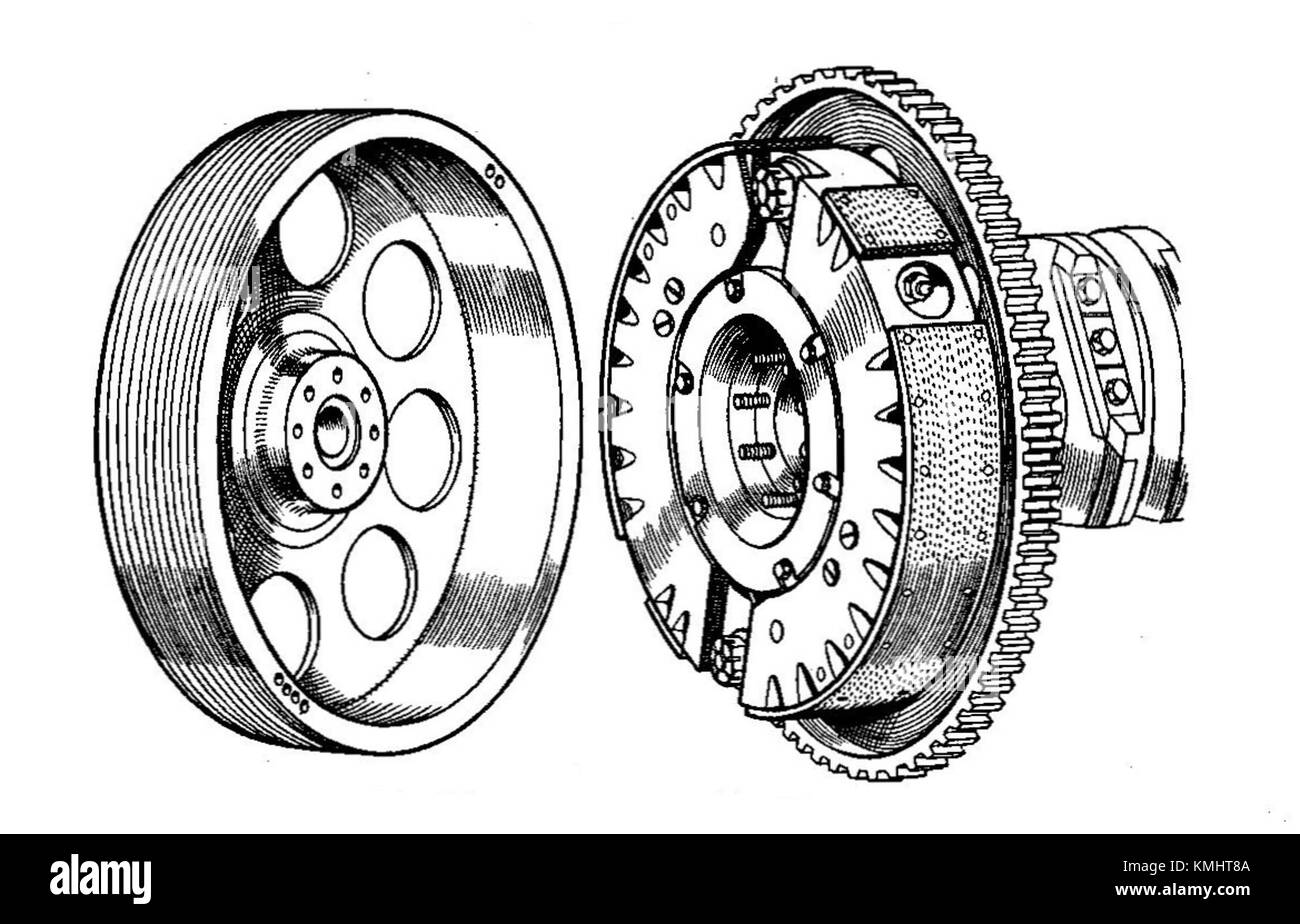 La Talbot "Traffic Clutch" era una frizione centrifuga automatica presente nell'edizione 1935 del *Autocar Handbook*. Questa tecnologia è stata progettata per semplificare i cambi marcia nelle automobili, migliorando la comodità e l'efficienza di guida. Foto Stock