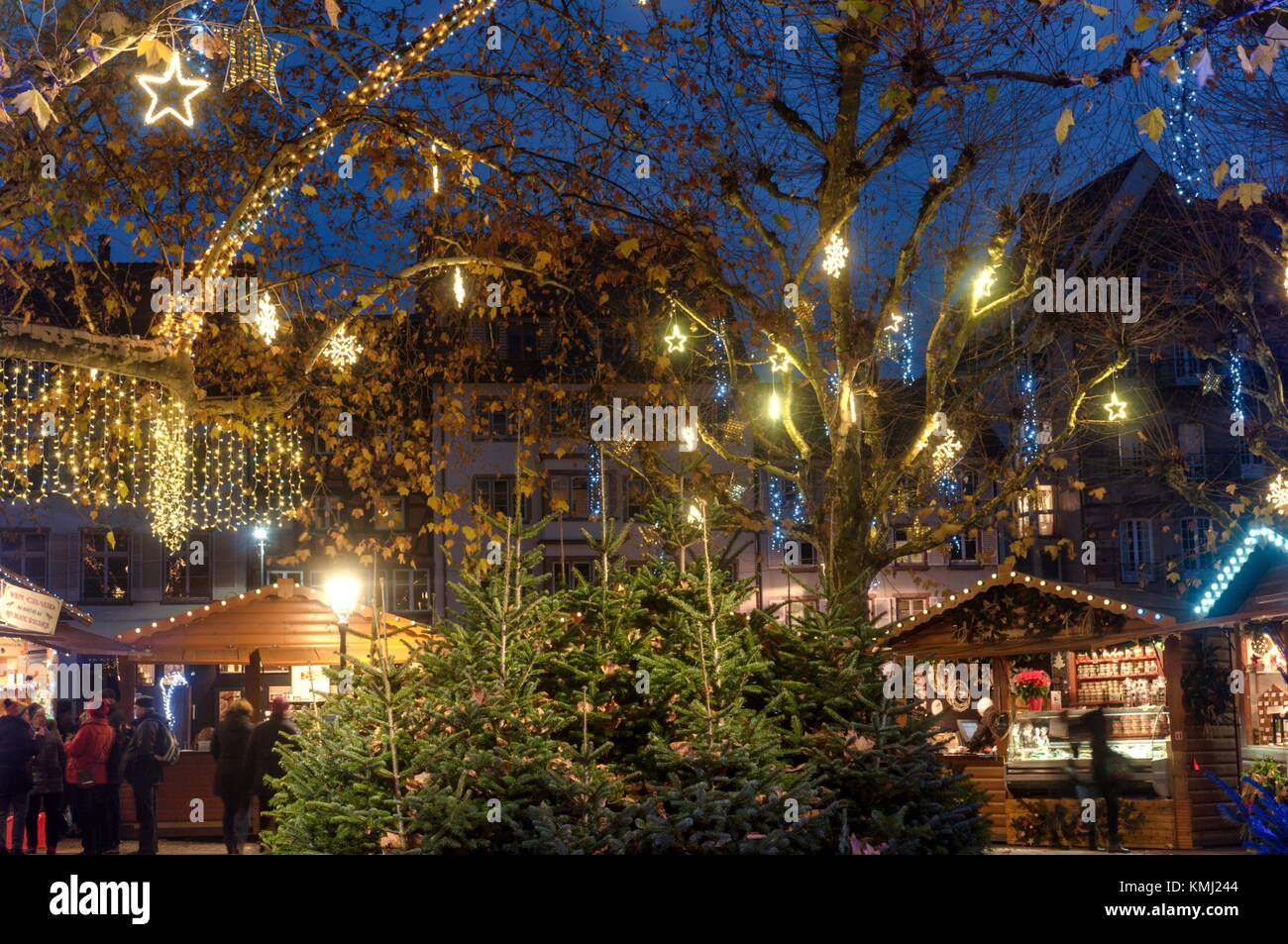Sessione plenaria a Strasburgo dal mercatino di Natale-Marché de Noël à Strasbourg Foto Stock