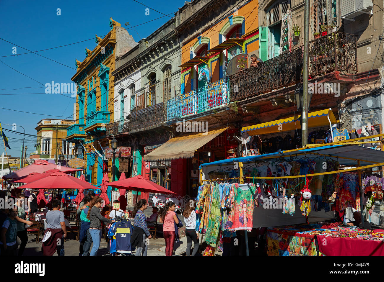 Mercato e i suoi edifici colorati, la Boca, buenos aires, Argentina, Sud America Foto Stock