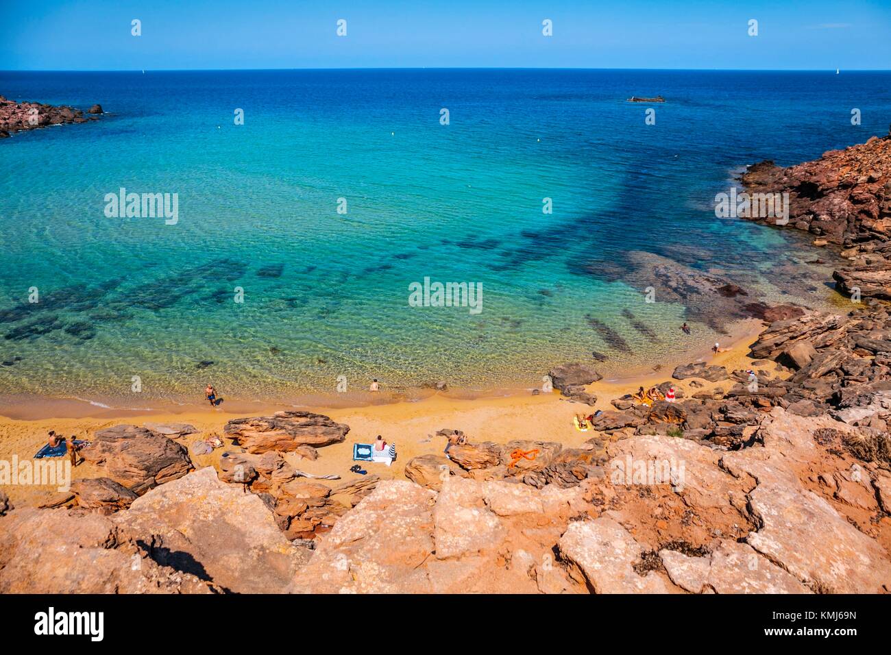 Cala Pilar Beach. Ciutadella de Menorca comune. Minorca. Isole Baleari. Spagna Foto Stock