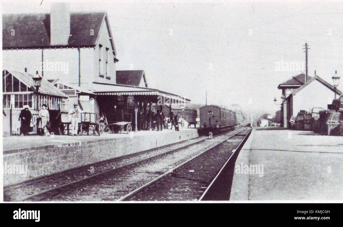 La stazione ferroviaria di Holsworthy era una stazione ferroviaria situata a Holsworthy, Devon, Inghilterra. Servì come fermata sulla Bude Branch Line fino alla sua chiusura nel 1966. Foto Stock