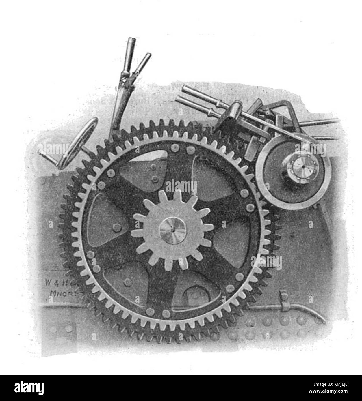 Questo documento o immagine mostra un meccanismo di cambio velocità di un piccolo trattore a vapore Foster utilizzato per l'addestramento al trasporto meccanico da parte dell'Army Service Corps nel 1911. Illustra i progressi dei primi anni del XX secolo nelle macchine agricole e militari. Foto Stock