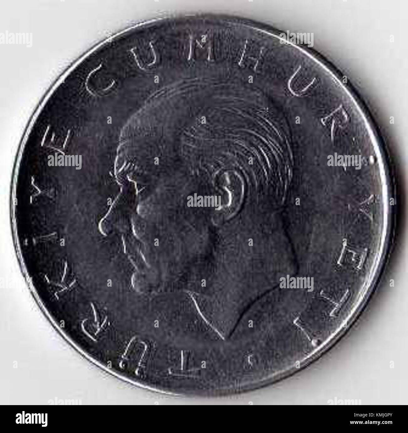 Questo rovescio della moneta turca da 1976 1 TL mostra un design distinto, che riflette la valuta e la storia numismatica della Turchia alla fine del XX secolo. Foto Stock