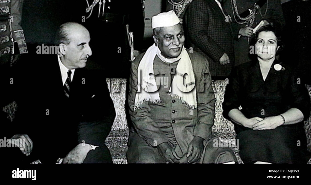 Il presidente siriano Quwatli e la prima signora Bahira al-Dalati con l'indiano Presidente Rajendra Prasad Foto Stock