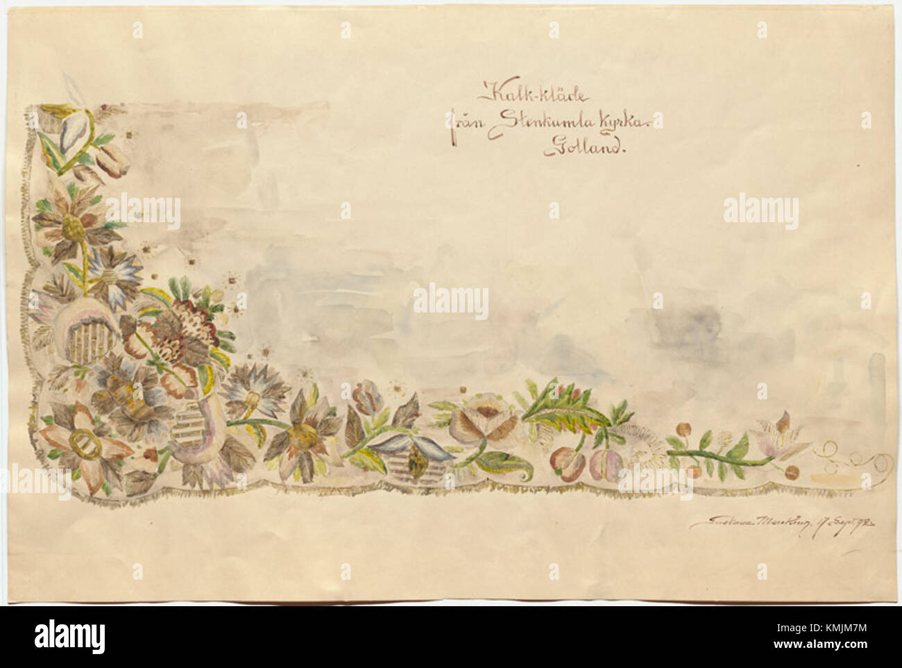 La chiesa di Stenkumla, una chiesa medievale situata a Gotland, in Svezia, nota per la sua architettura medievale conservata e le decorazioni interne. Foto Stock