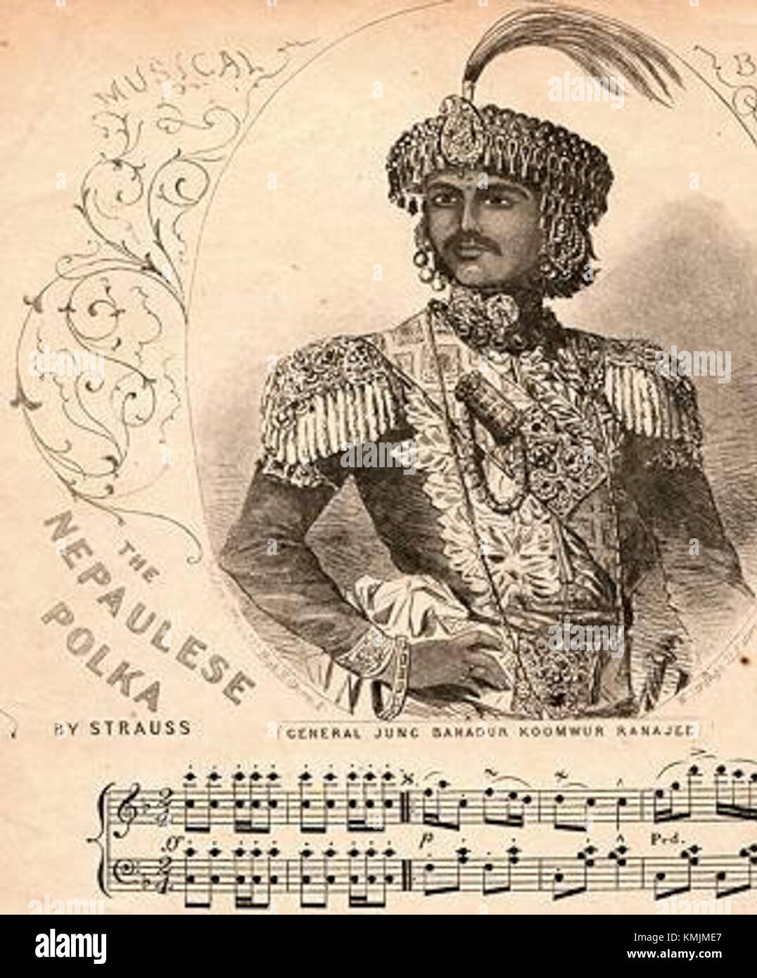 Il Maharaj Jung, una figura storica di spicco, era noto per il suo ruolo nella leadership indiana durante la metà del XIX secolo, in particolare a Londra intorno al 1850, influenzando le relazioni anglo-indiane. Foto Stock