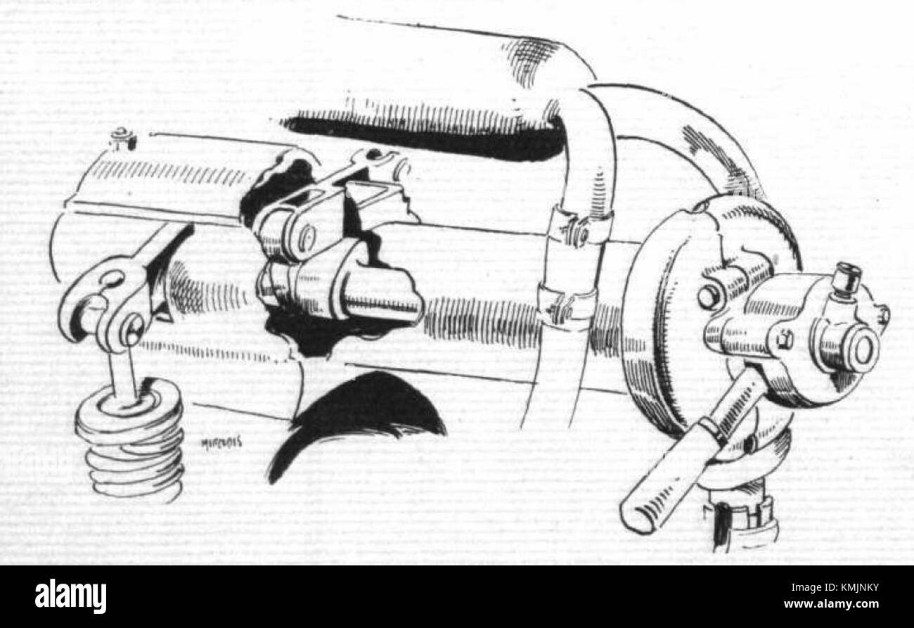 L'immagine raffigura una prima Mercedes D III valvetrain, un componente chiave nel motore degli aerei dei primi anni del XX secolo. Questo tipo di motore fu ampiamente utilizzato durante la prima guerra mondiale, contribuendo ai progressi nella tecnologia dell'aviazione. Foto Stock