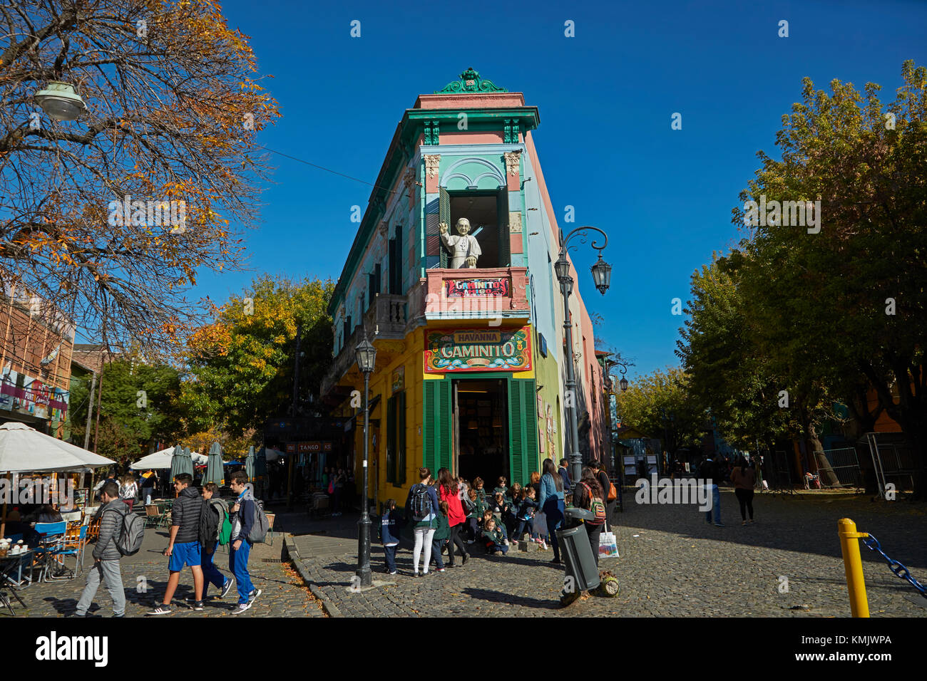 "Papa' sul balcone da el Caminito, La Boca, buenos aires, Argentina, Sud America Foto Stock