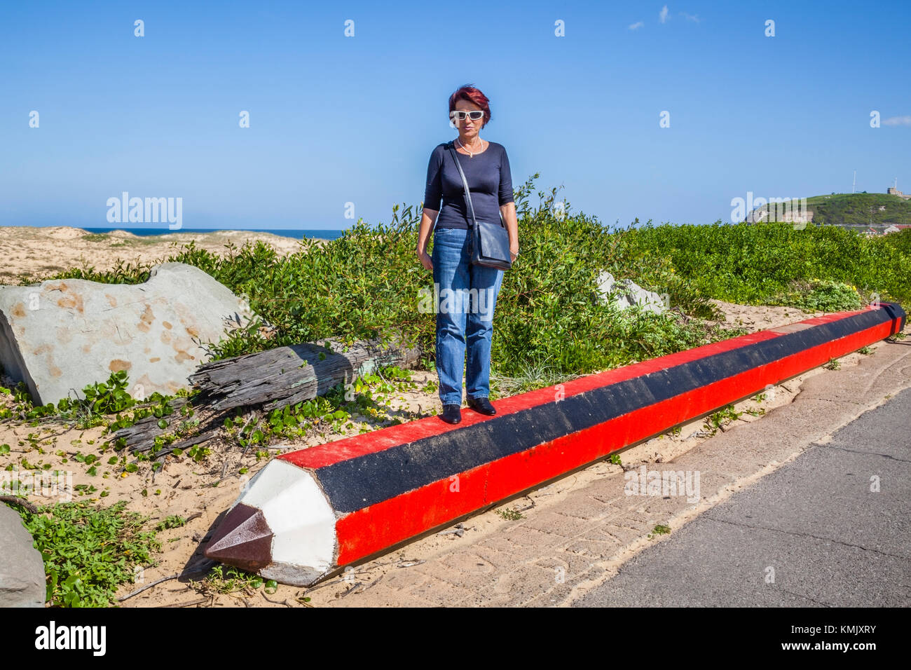 Australia, Nuovo Galles del Sud, Newcastle, gigante matita in testa Nobbys Foto Stock