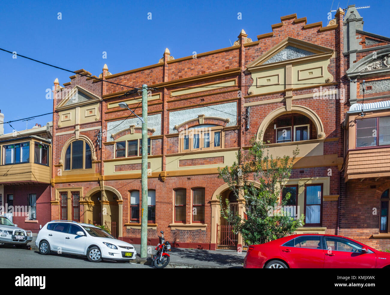 Australia, Nuovo Galles del Sud, la storica sede a schiera al posto Stevenson, Newcastle Est Foto Stock