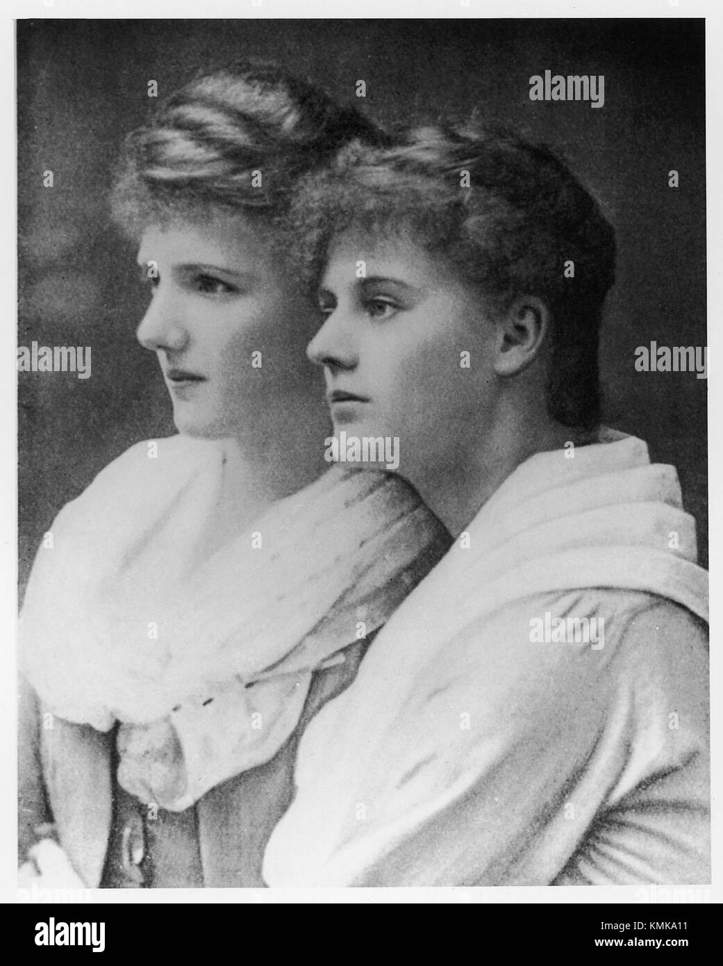 Eva Selina Laura Gore-Booth e sua sorella Costanza Gore-Booth, più tardi conosciuto come la contessa Markievicz Foto Stock