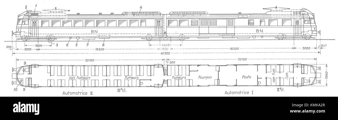 Il BCFZe 4-6 Typenskizze è un disegno tecnico di un tipo di veicolo ferroviario utilizzato nelle reti ferroviarie europee. Il disegno evidenzia le specifiche tecniche e le caratteristiche di progettazione di questo modello, utilizzato per un trasporto efficiente. Foto Stock