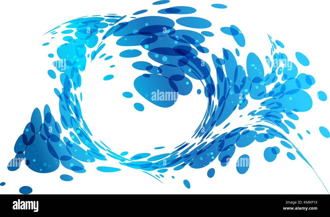 Elemento astratto design, aqua sfondo, acqua splash, cornice rotonda, illustrazione vettoriale Illustrazione Vettoriale